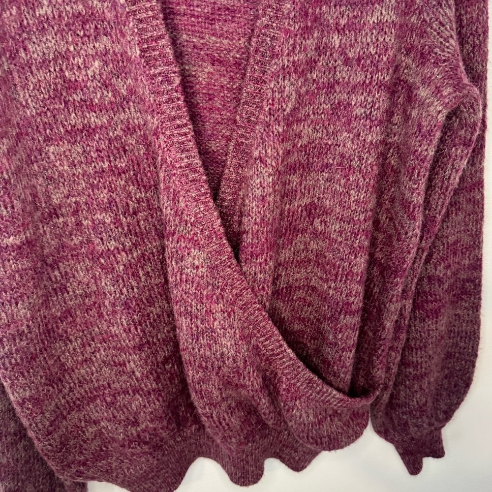 NWT - Free People Wrap Sweater Marled Burgundy Purple Knit Long Sleeve Women’s M - Picture 5 of 6
